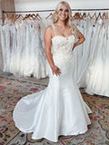Straps Applique Mermaid Wedding Dress