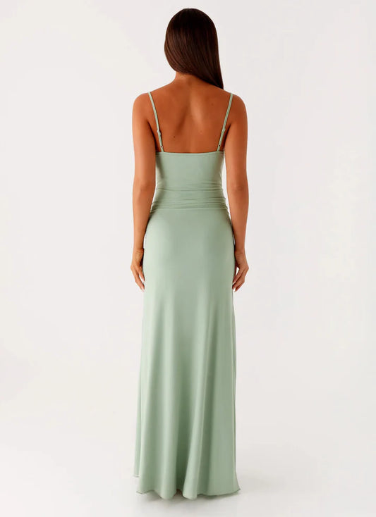 Elegant Red Bodycon Square-Neck Sleeveless Classic-Back Floor-Length Prom Dress