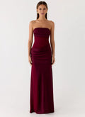 Burgundy Strapless Mermaid Floor-Length Prom Dress