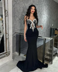 Black Striking Mermaid Sweetheart Rhinestones Floor-length Prom Dress