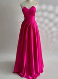 Pink Strapless Sweetheart Ruched Hot Floor-Length Prom Dress
