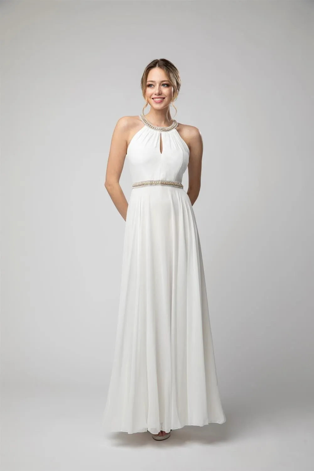 Burgundy Prom Gown with Halter Neck Embellishments and Flowy Silhouette for Formal Events