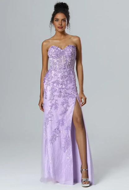 Timeless Special Occasion Sophisticated Elegant Lilac Lace Mermaid Sweetheart Sleeveless Prom Dress