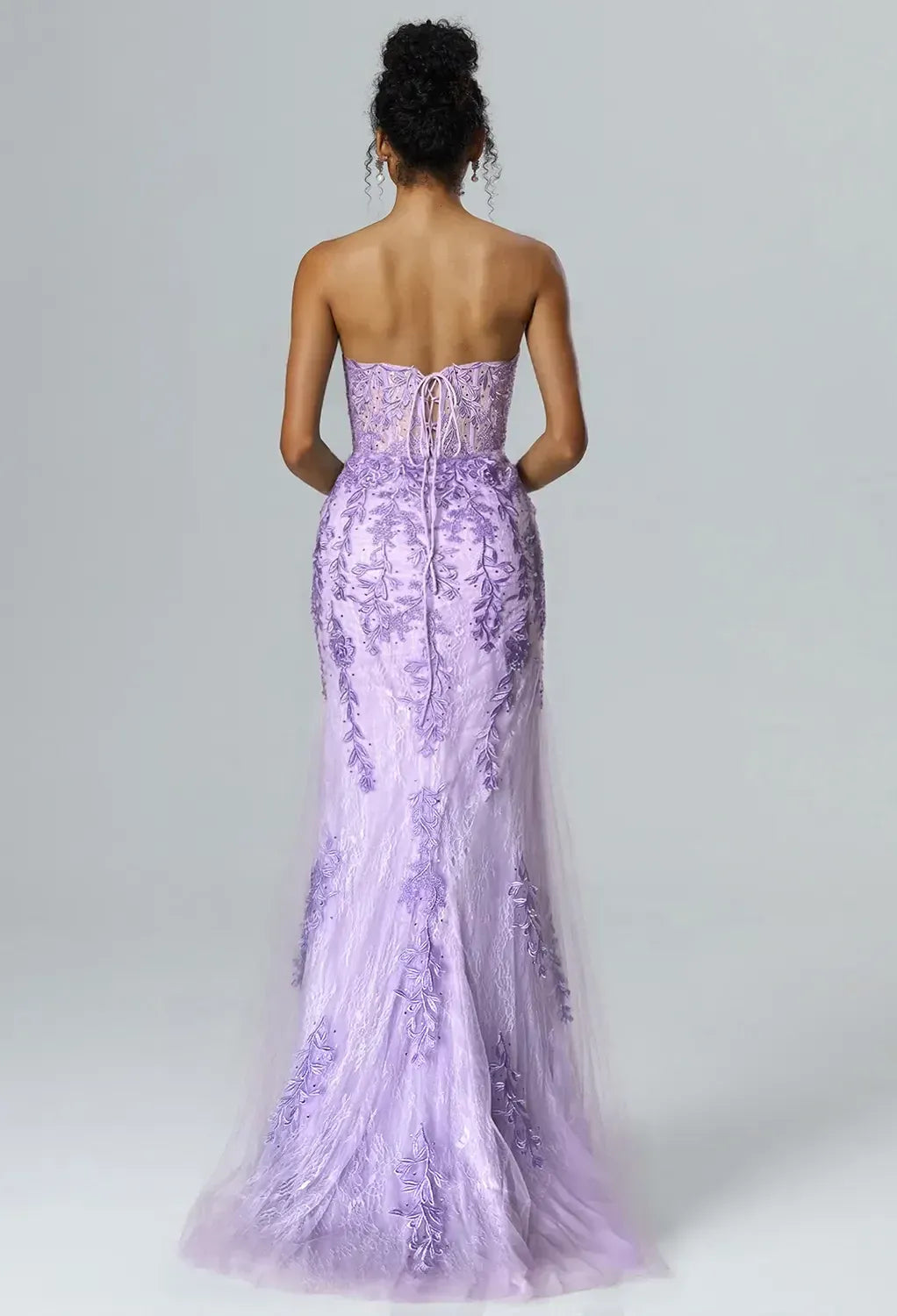 Timeless Special Occasion Sophisticated Elegant Lilac Lace Mermaid Sweetheart Sleeveless Prom Dress