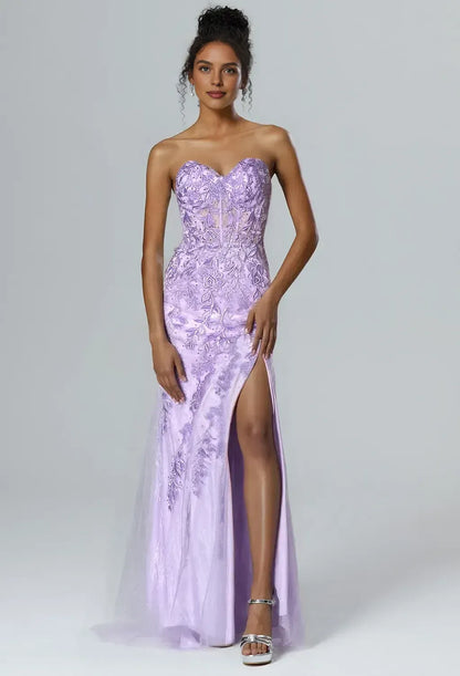 Timeless Special Occasion Sophisticated Elegant Lilac Lace Mermaid Sweetheart Sleeveless Prom Dress