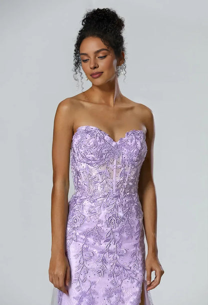 Timeless Special Occasion Sophisticated Elegant Lilac Lace Mermaid Sweetheart Sleeveless Prom Dress