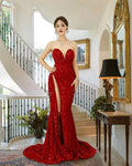 Red Mermaid Sweetheart Maxi Evening Dress for Women Custom