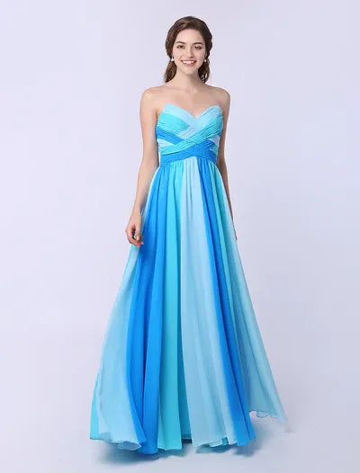 Multicolor A-line evening dress with Sweetheart Neck Criss-Cross