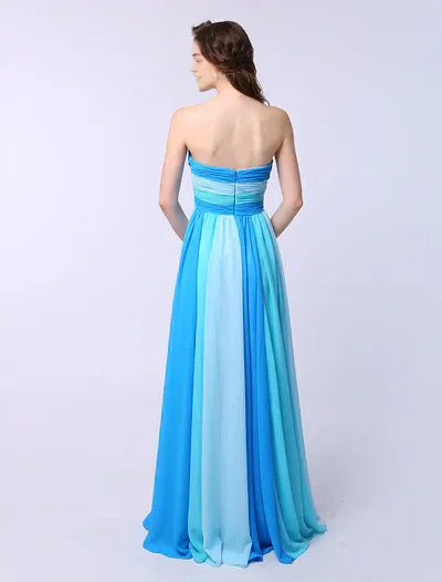 Multicolor A-line evening dress with Sweetheart Neck Criss-Cross