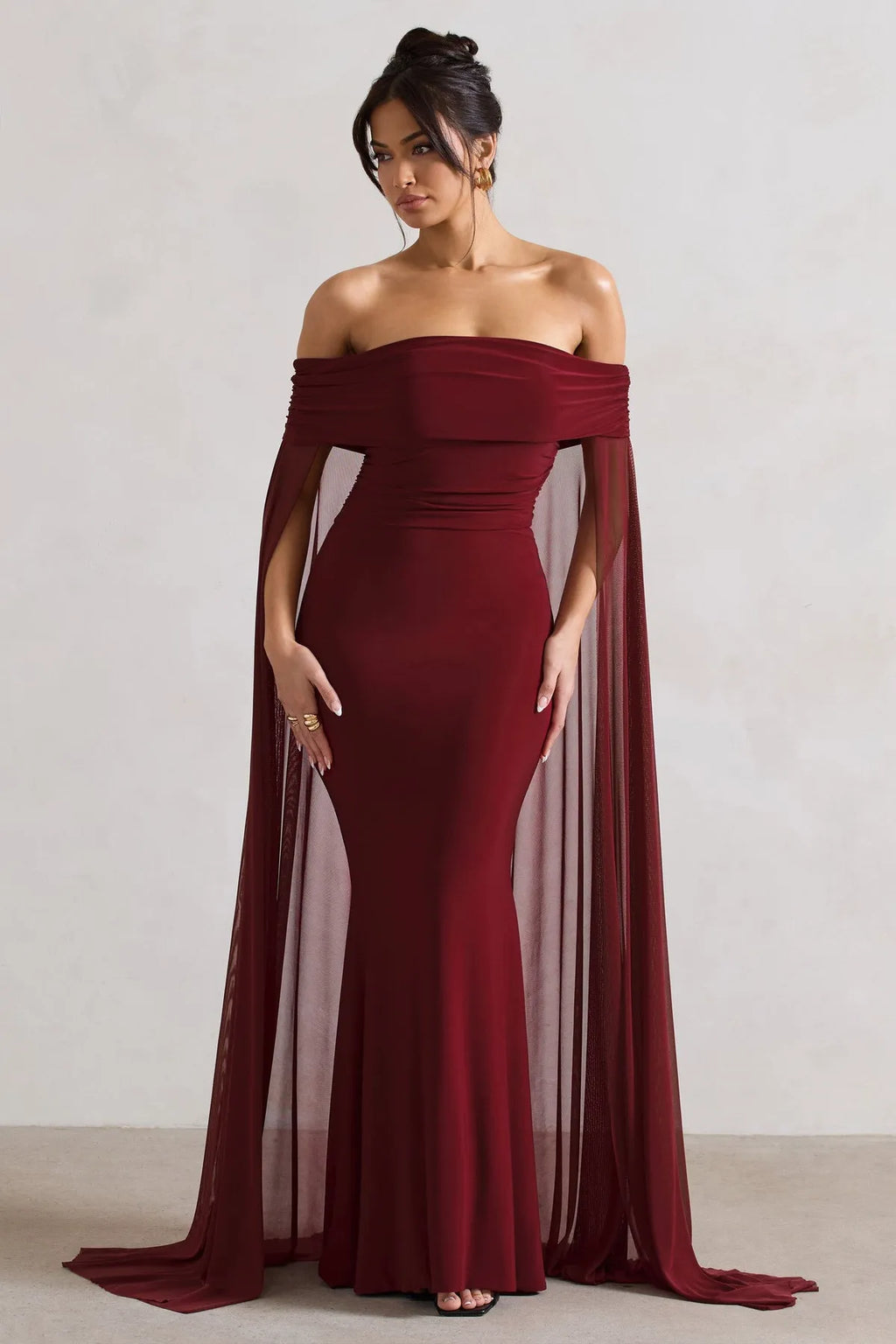 Wine Red Strapless Off Prom Dresses with Draped Neckline and Sheer Perfect for Commanding Attention at Prestigious Balls