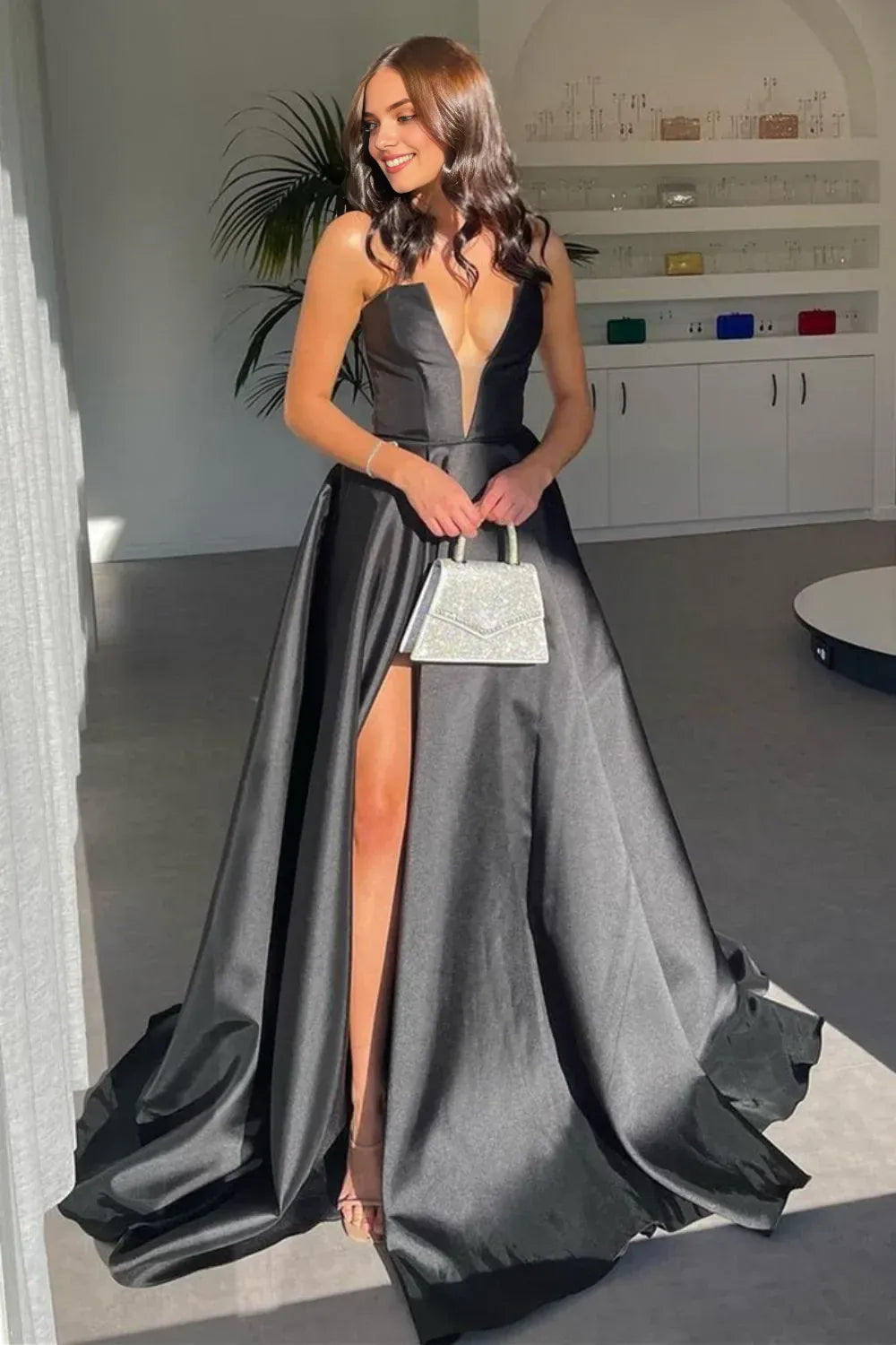 Special Occasion Sophisticated Graceful Stylish Refined Beautiful Timeless Elegant Satin Floor-Length Prom Dress
