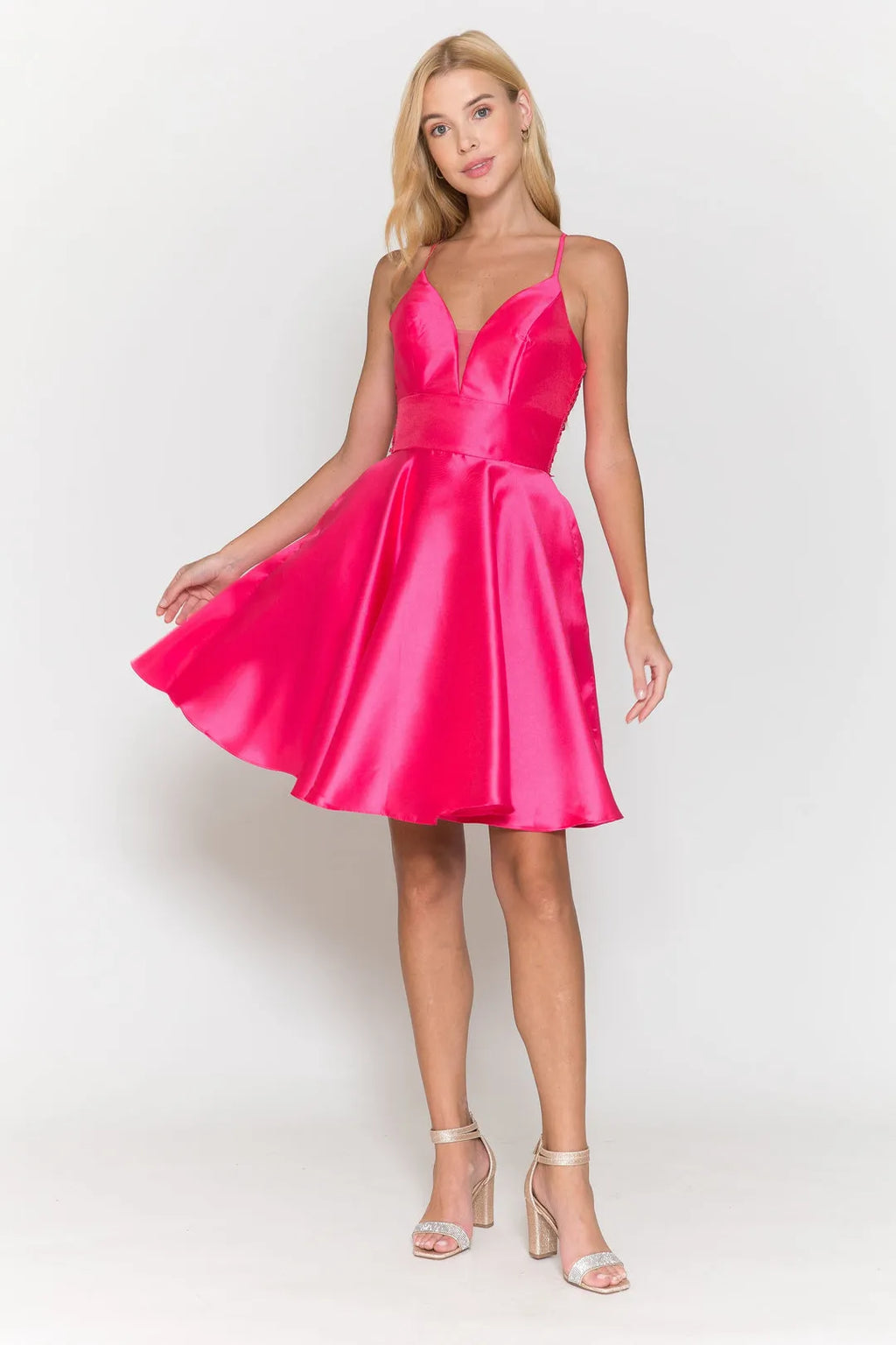 Black Spaghetti Strap Homecoming Gown Deep V - Neck Functional for Teen School Events