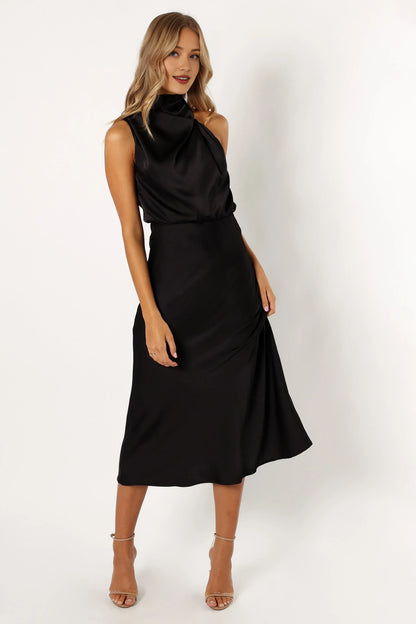 Stylish Refined Beautiful Elegant Blush Pink Satin Sheath Halter Sleeveless Prom Dress