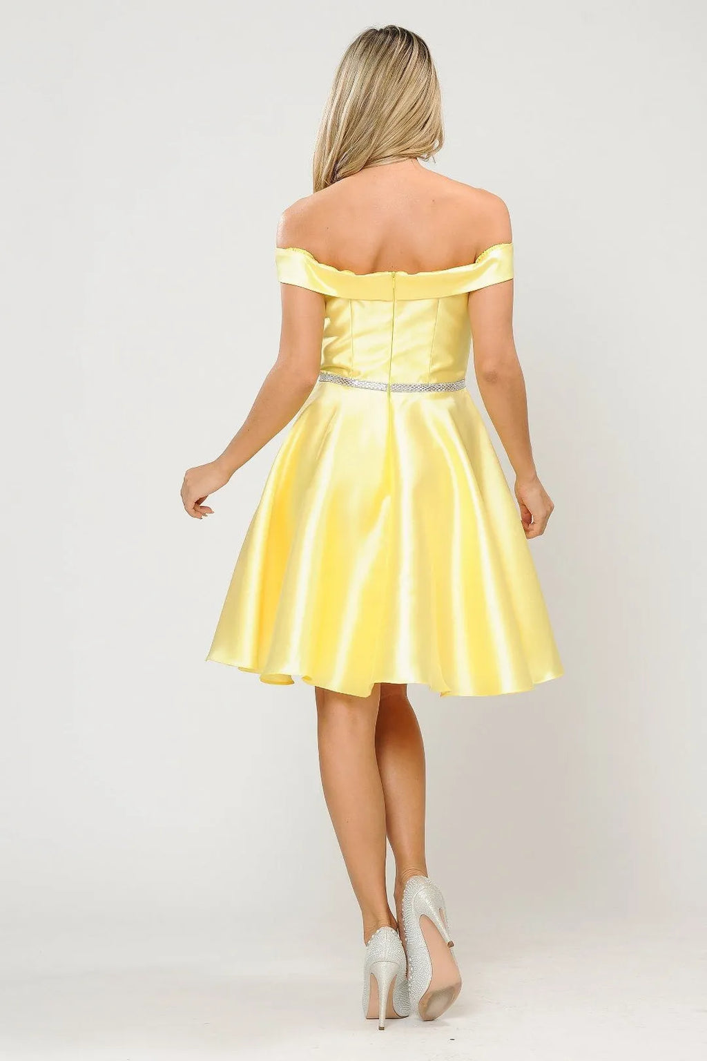 Yellow Sunny Off Shoulder Homecoming Dress with Bel Perfect for School Dance
