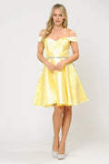 Yellow Sunny Off Shoulder Homecoming Dress with Bel Perfect for School Dance