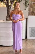 Lavender Sweet Prom Dress Strapless Bow Detail Maxi Length for a Fresh Feminine Appeal