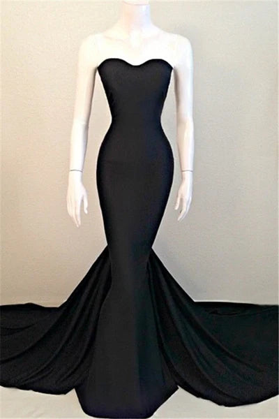 Black Sweetheart Trumpet New Arrival Evening Dresses Hottest Elegant Court Train Party Dresses