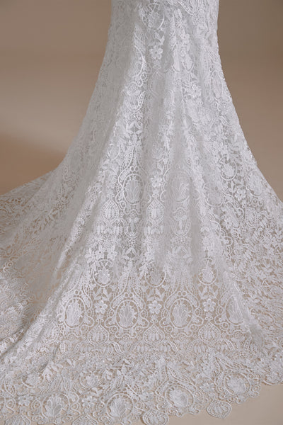 Sweetheart Detachable Bubble Sleeves Mermaid Wedding Dress