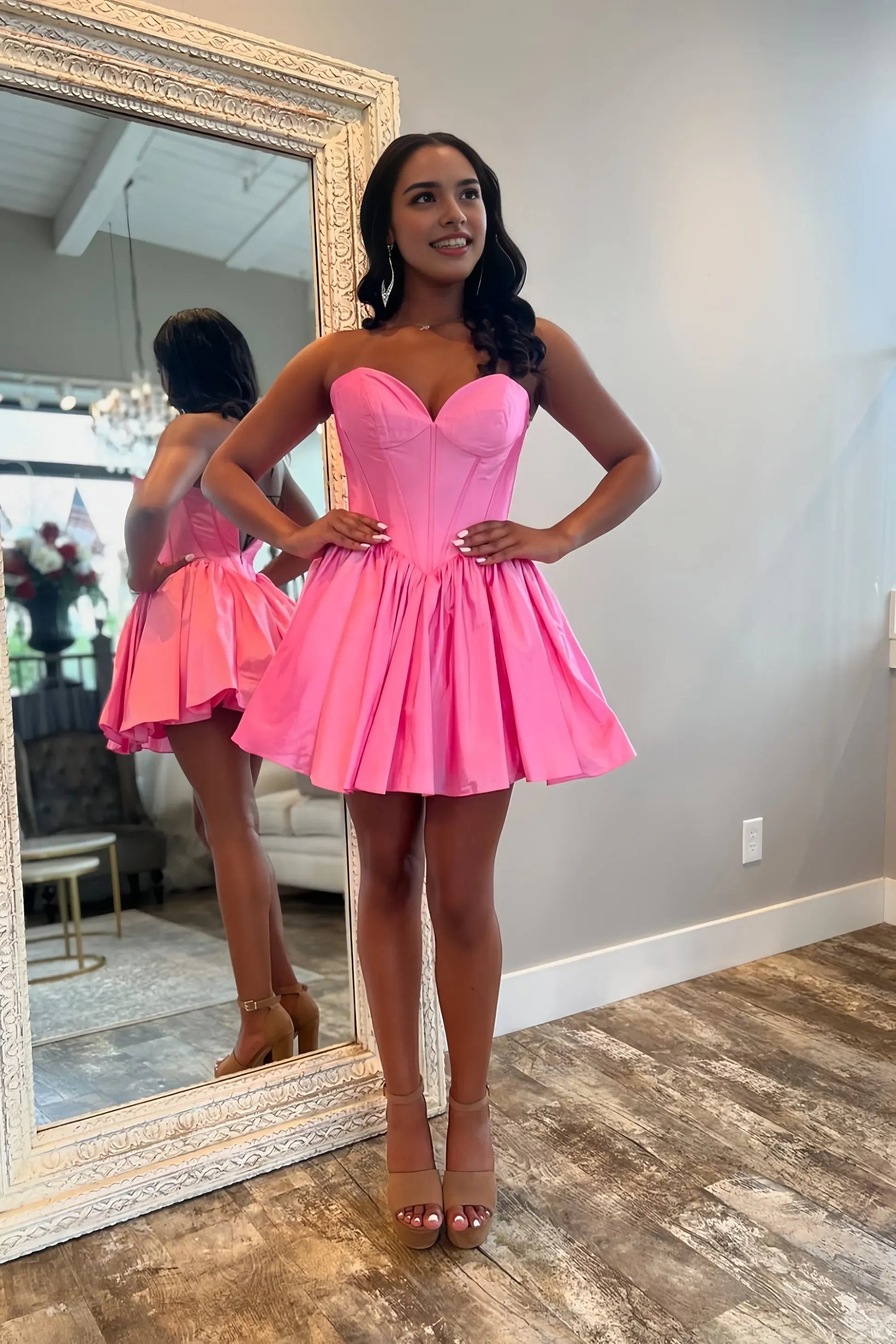 Black Sweetheart Pink Homecoming Dresses Girls Senior Homecoming Dress