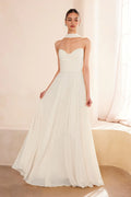 Ivory Strapless Prom Dress with Ruched Bodice and Flowing Skirt
