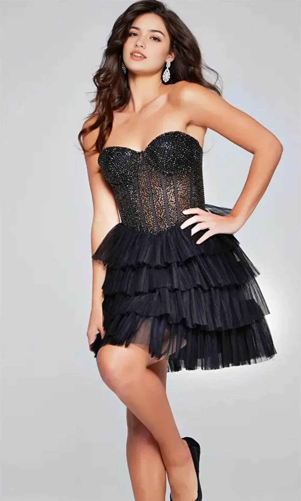 Black - Strapless Homecoming Dress