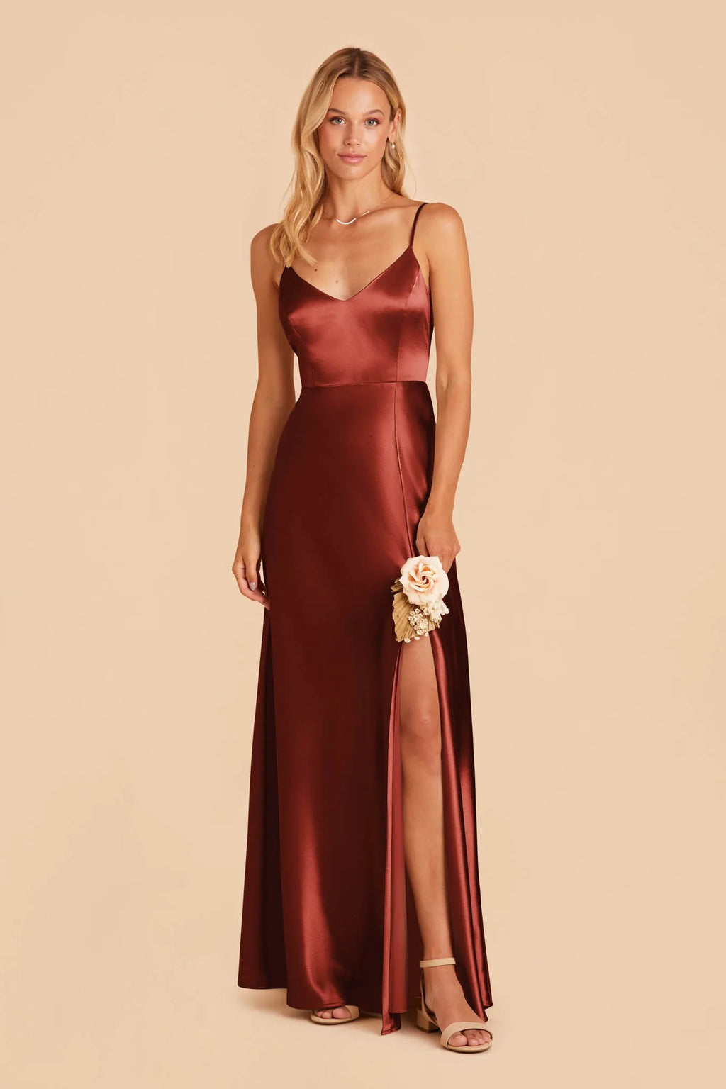Burgundy Spaghetti Strap Prom Dresses in Deep V Neck Side Slit for Glamorous Balls