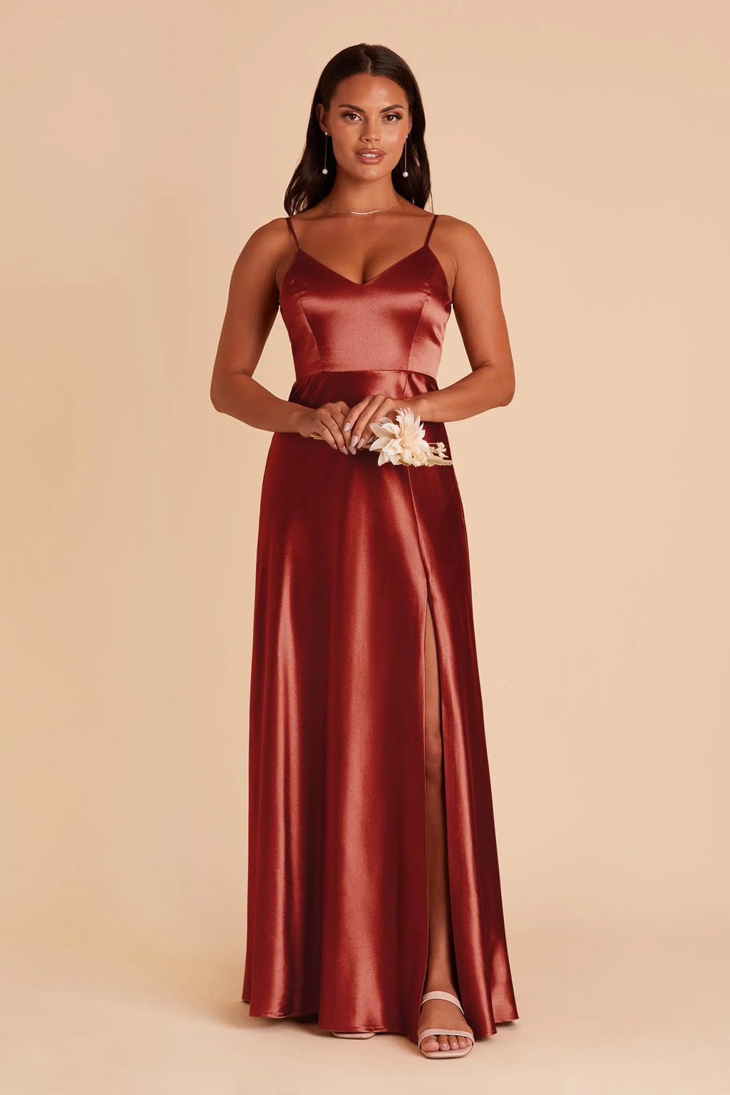 Burgundy Spaghetti Strap Prom Dresses in Deep V Neck Side Slit for Glamorous Balls