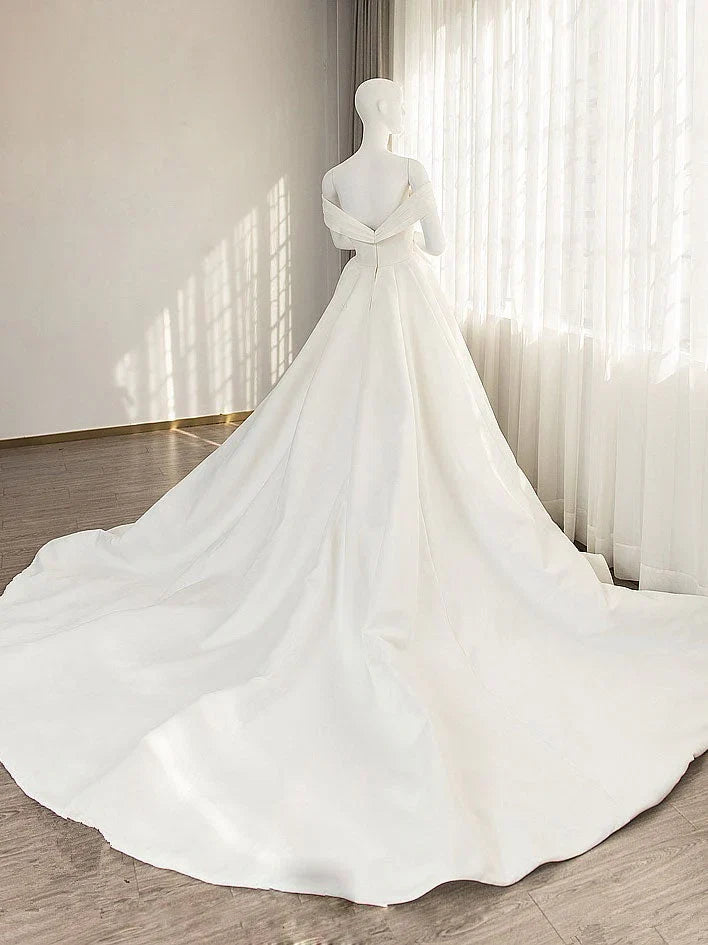 White Timeless Off-the-Shoulder Floor-Length Party Dress