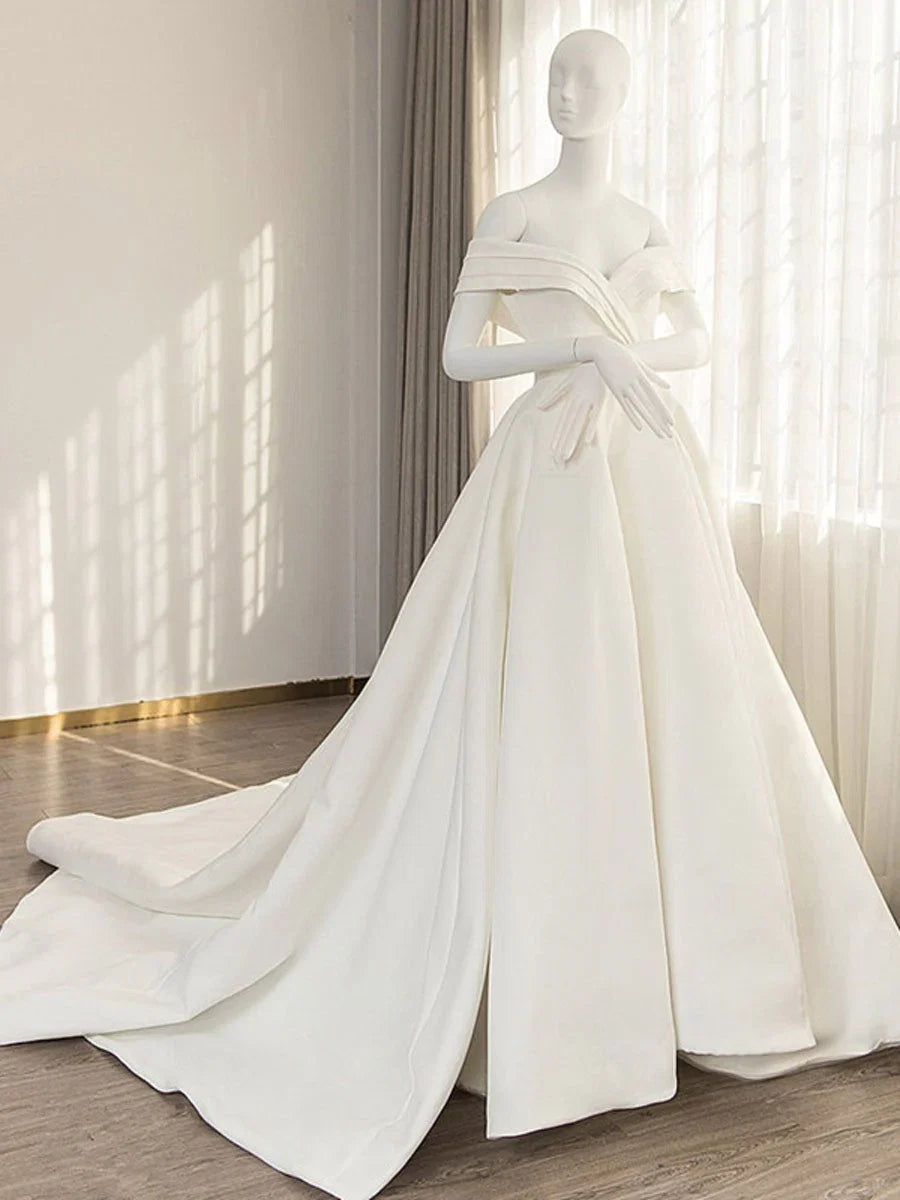 White Timeless Off-the-Shoulder Floor-Length Party Dress