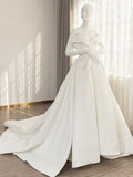 White Timeless Off-the-Shoulder Floor-Length Party Dress