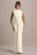 Timeless Sculpted Prom Dresses High Neck Ruched Sash Mermaid Fit for Classic