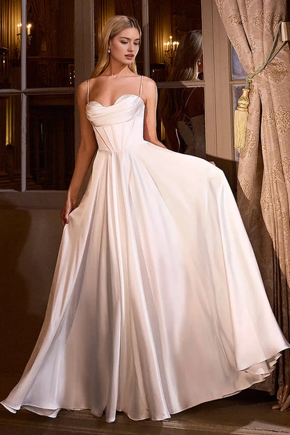 Luxurious White Lace A-Line Classic-Neck Classic-Sleeve Lace-Up-Back Floor-Length Prom Dress