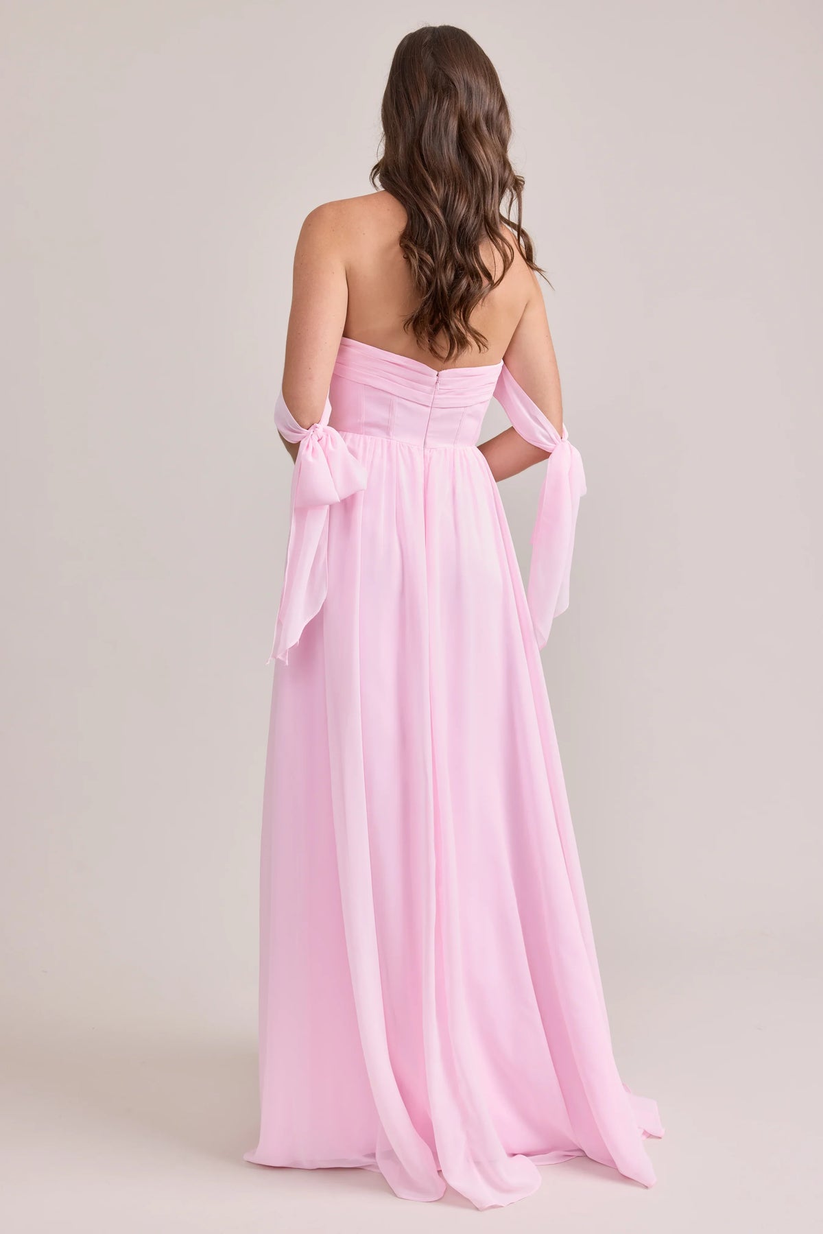 Beautiful Timeless Chic Elegant Light Pink Chiffon A-Line Sleeveless Floor-Length Prom Dress