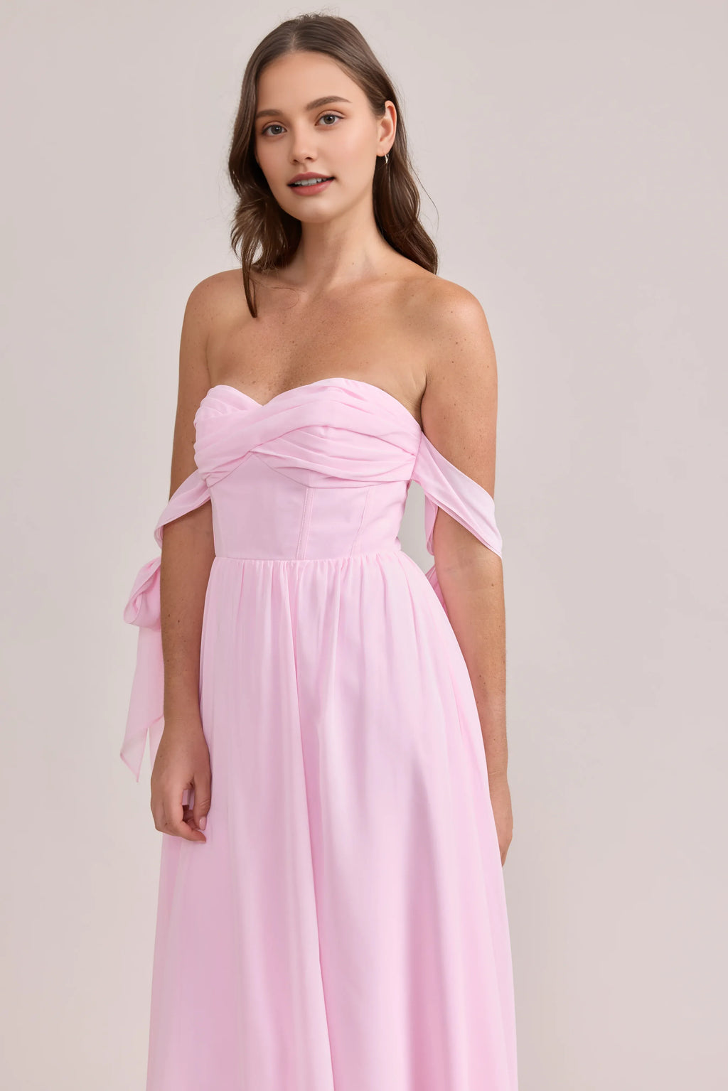Beautiful Timeless Chic Elegant Light Pink Chiffon A-Line Sleeveless Floor-Length Prom Dress