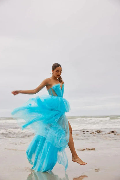 Special Occasion Sophisticated Graceful Elegant Red Tulle A-Line Sleeveless Floor-Length Prom Dress