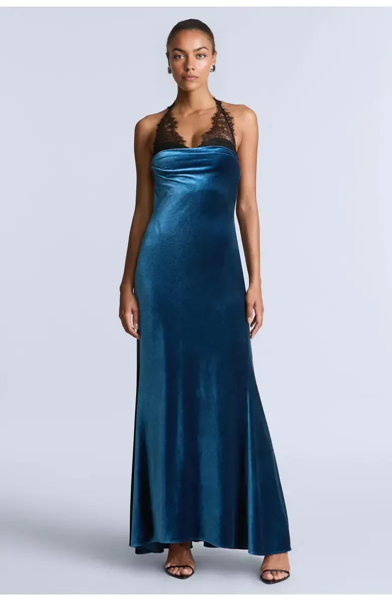 Timeless Special Occasion Sophisticated Elegant Black Velvet A-Line Sleeveless Floor-Length Prom Dress