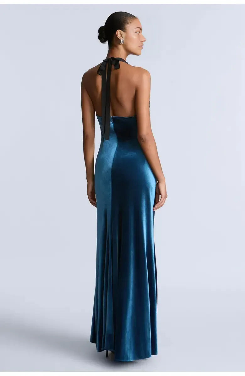 Timeless Special Occasion Sophisticated Elegant Black Velvet A-Line Sleeveless Floor-Length Prom Dress