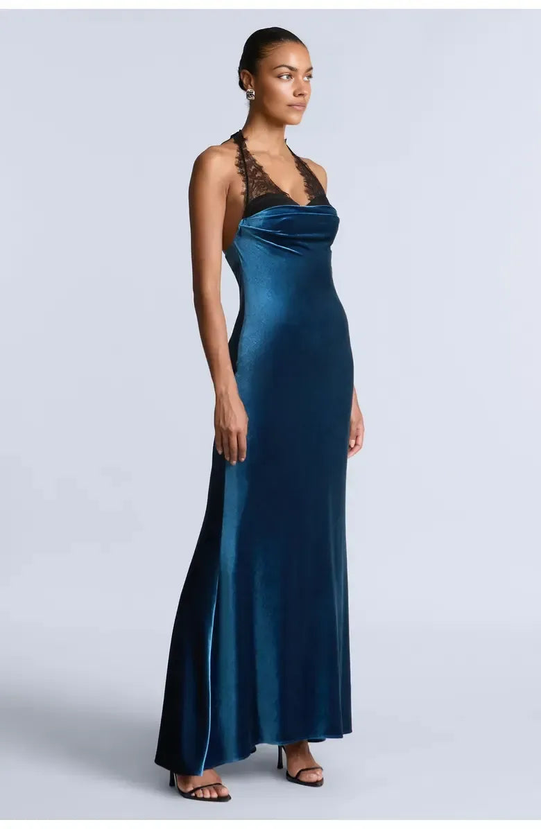 Timeless Special Occasion Sophisticated Elegant Black Velvet A-Line Sleeveless Floor-Length Prom Dress