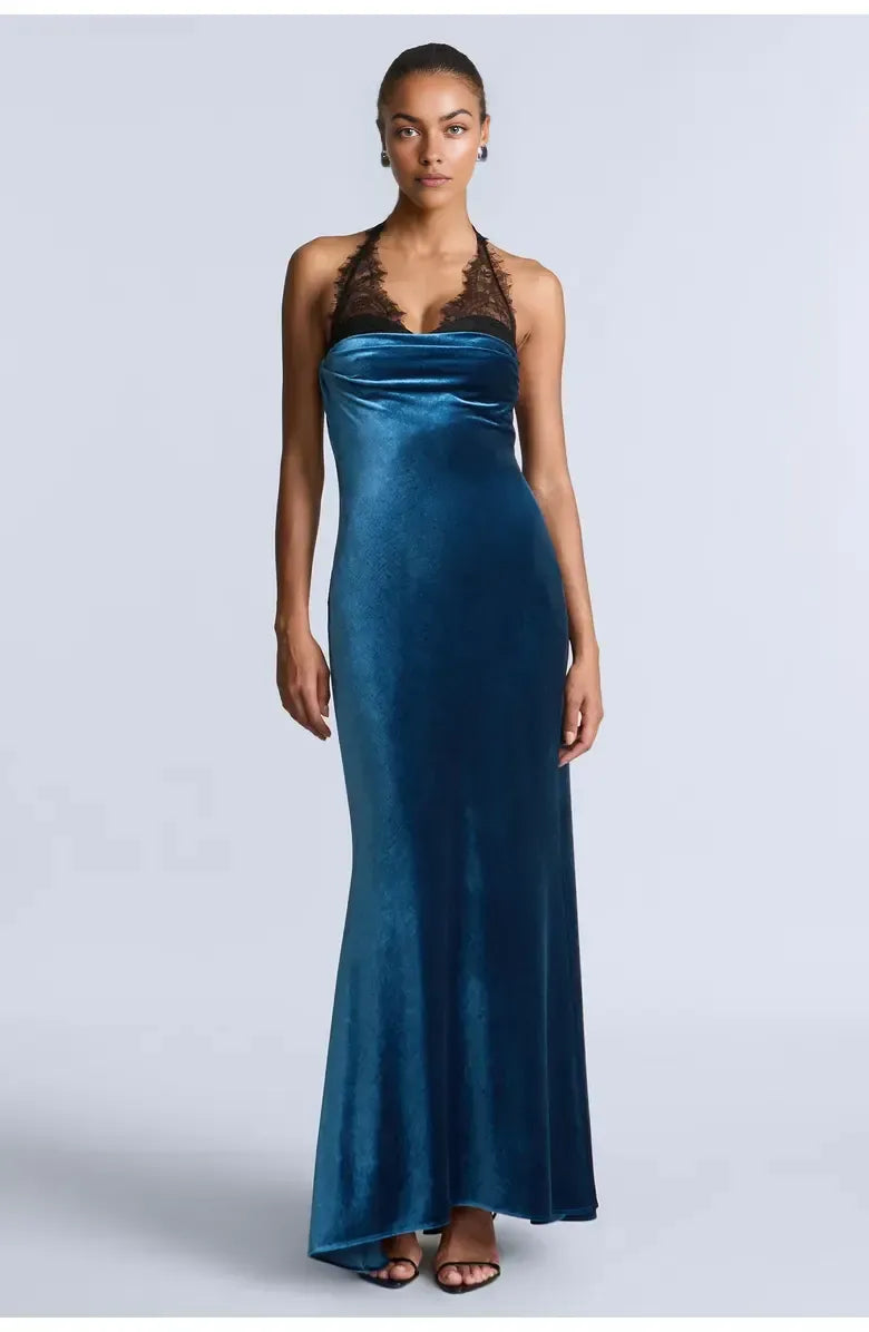 Timeless Special Occasion Sophisticated Elegant Black Velvet A-Line Sleeveless Floor-Length Prom Dress