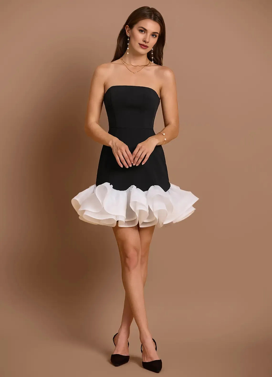Stylish Refined Beautiful Timeless Chic Elegant Black A-Line Sleeveless Mini Evening Dress