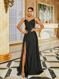 Timeless Special Occasion Sophisticated Graceful Elegant Black Satin A-Line Sleeveless Prom Dress