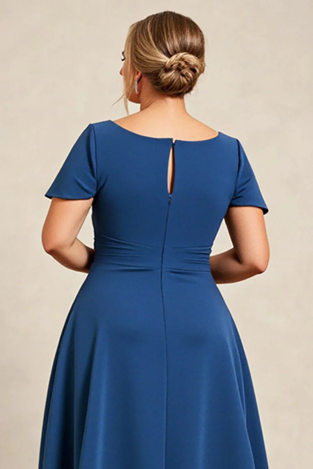 Elegant Navy Blue A-Line Square Neck Floor-Length Mother of the Bride Dress