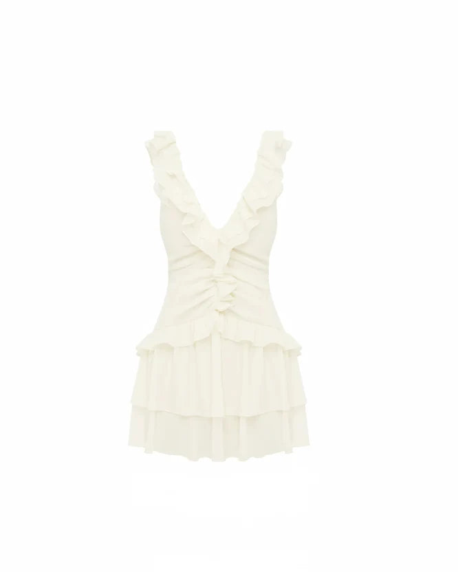 Stylish Refined Beautiful Timeless Elegant Ivory Chiffon A-Line Sleeveless Mini Homecoming Dress