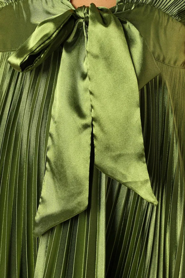 Sophisticated Graceful Stylish Refined Elegant Olive Green Satin A-Line Sleeveless Prom Dress