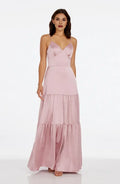 Sophisticated Graceful Stylish Elegant Blush Pink Satin A-Line Sleeveless Floor-Length Prom Dress