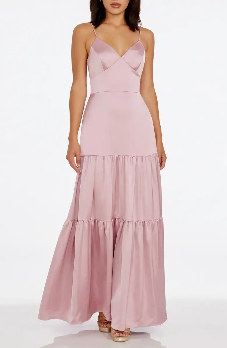 Sophisticated Graceful Stylish Elegant Blush Pink Satin A-Line Sleeveless Floor-Length Prom Dress