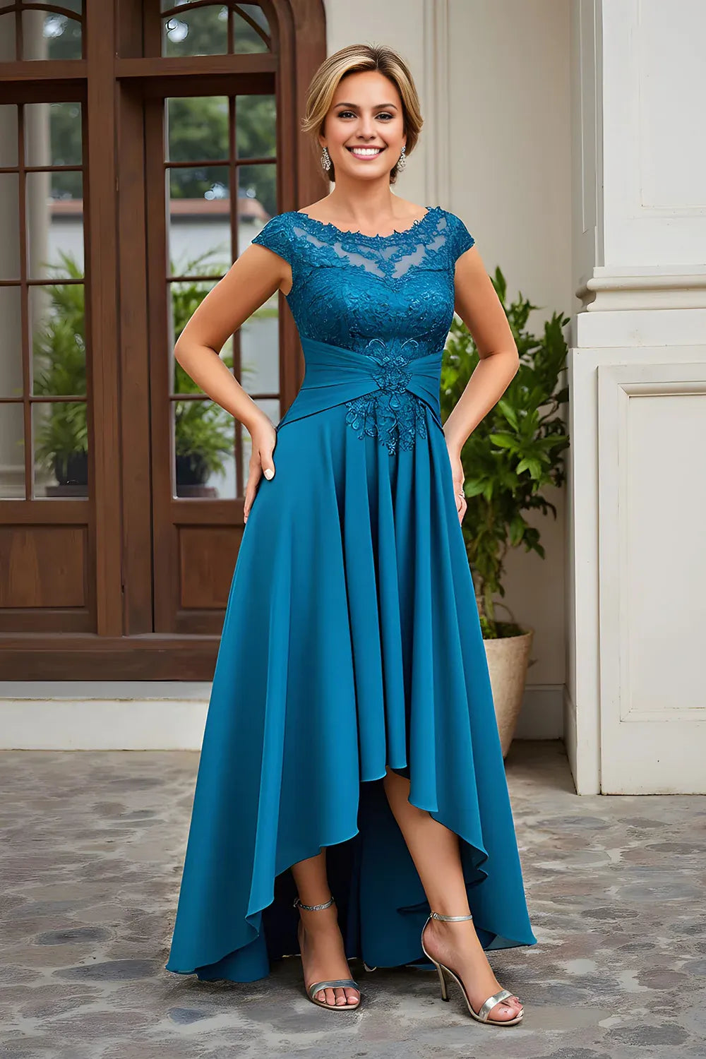Stylish Refined Beautiful Elegant Red Chiffon Floor-Length Mother of the Bride Dress