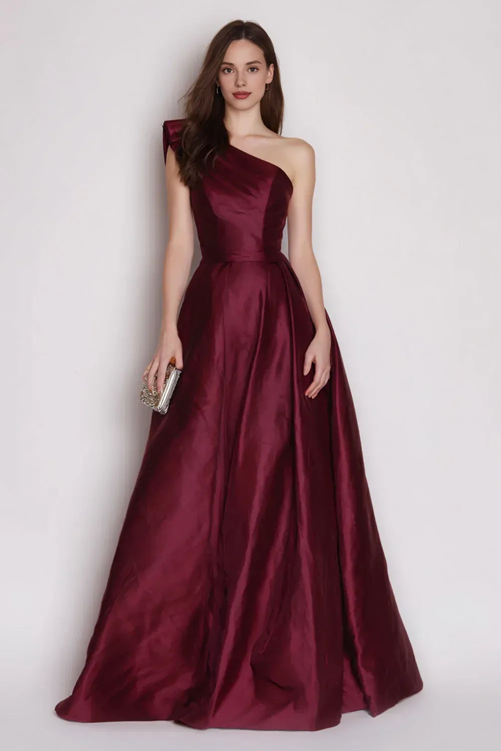 Stylish Refined Beautiful Timeless Special Occasion Elegant Burgundy Satin Sleeveless Prom Dress