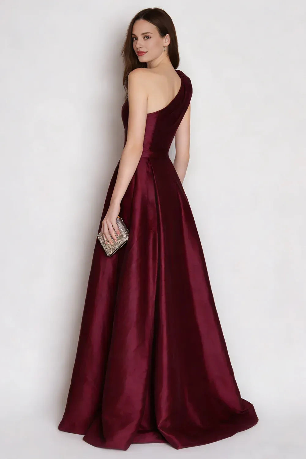 Stylish Refined Beautiful Timeless Special Occasion Elegant Burgundy Satin Sleeveless Prom Dress