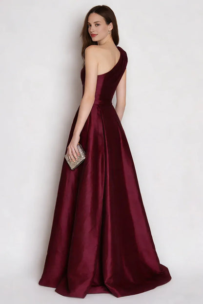 Stylish Refined Beautiful Timeless Special Occasion Elegant Burgundy Satin Sleeveless Prom Dress